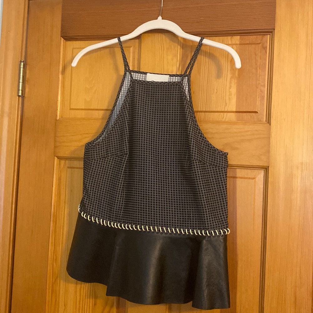 3-1 Phillip Lim 100 percent Lamb leather peplum waist top. Size 6
